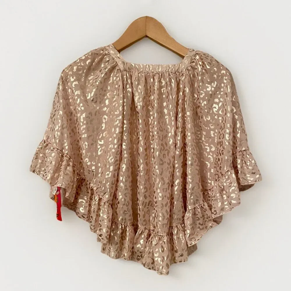 Kate Mack bathing suit cover up Lightweight Pink & Rose Gold Kaftan girls NWT 10